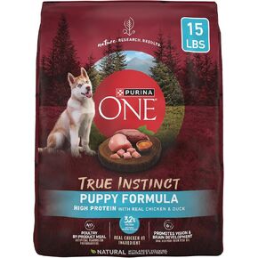 Purina ONE True Instinct with Real Chicken and Duck High Protein Puppy Food Formula Natural with Added Vitamins, Minerals and Nutrients - 15 lb. Bag