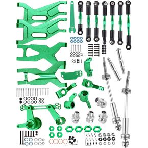 ترقيات RC جزء من 1/10 Rustler Stampede 2WD VXL ، وربط السلبان تيرلوكل رابط كامبر ، وكتل التوجيه كتل العجلات C-hubs حاملات محور ، وأسلحة التعليق ، ومحاور CVD ومحولات HUX HUB ، والأخضر ،