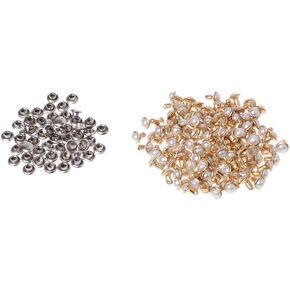 100 PCS Pearl Prolling ، أزرار لؤلؤة فو ، 6 مم مع أزرار المسامير لأحذية حقيبة جلدية DIY الملابس الديكور