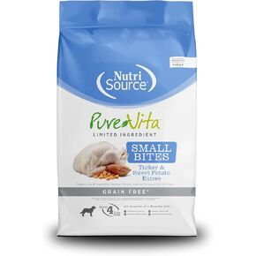 NutriSource Pure Vita Limited Ingredient Grain Free Dry Dog Food, Small Bites, Turkey and Sweet Potato, 12LB