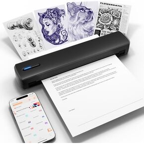 الطابعة الحرارية المحمولة للوشم: تدعم آلة نقل Bluetooth اللاسلكية 8.5 × 11 أحرف A4 A5 - مثالية لمكتب Home Travel Business Tropist - الهاتف الذكي للكمبيوتر المحمول والكمبيوتر الشخصي