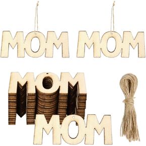 20pcs Mom Wood Cletouts Diy Crafts عيد الأم علامات خشبية غير مكتملة الحلي لزخارف عيد ميلاد عيد الأم السعيدة