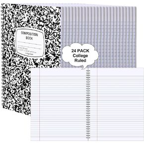 Jetec 24 Pack Spiral Composition Notebooks 50 Sheets College حكمت Black Marble Cover Cover Composition دفتر 9-3/4 × 7-1/2 بوصة
