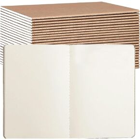 24 Pack Blank Kraft Notebooks, A5 Journals Notebook Bulk, Unlined Paper Sketchbooks, 8.3x5.5in 60 Pages Travel Journal Set for Journaling, Student, Kids, Writing