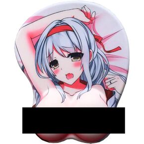 Cute Soft Sexy Cartoon Girl 3D Big Breast Boobs Silicone Wrist Rest Support Mouse Pad Mat Gaming Mousepad, 3D Mouse Pads with Wrist Support