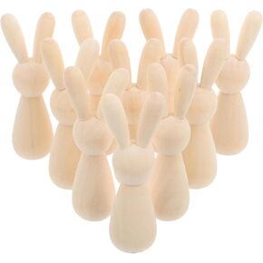 دمية أرنب خشبية غير مكتملة - 10pcs دمى الأرنب غير مصممة DIL