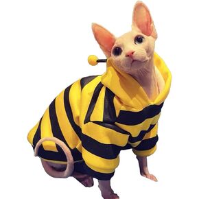 Qblev Sphynx Cat Clother Honeybee ، أزياء القطط للقطط فقط ، قميص القطط القطط بدون شعر دافئ قميص صغير للقطط ، ملابس قطة للقطط للقطط الإناث الذكور