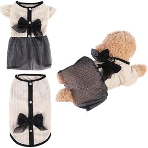 Dog Couple Tutu Dress Pet Puppy Summer Bow Vest Cat Vintage Lace Skirt Tank Top Spring Clothes Outfits for Small Medium Dog Cat (Dress, X-Large)