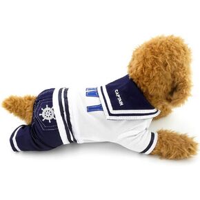 Selmai Navy Seaman Captain Costume Four legged Dog Belesuits ملابس Chihuahua ملابس XXL ، للحصول على جرو Cat Small Dog Cat Pet