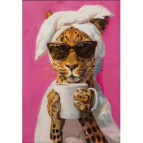 طلاء Cupmod Leopard بواسطة أرقام أرقام للبالغين ، والحيوان سهل الأكريليك المائي اللوحة بالزيت بأرقام على قماش بدون إطار لديكور الجدار المنزلي 16x20inch