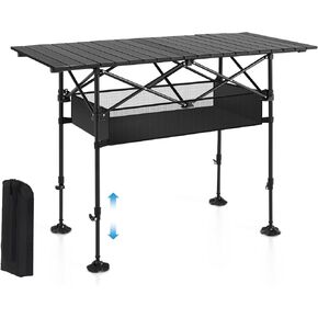 ALPHA CAMP Camping Table Folding Outdoor Table with Adjustable Height, Large Storage Bag and Carrying Bag, Portable Aluminum Table for Indoor & Outdoor Picnic BBQ Backyards Beach