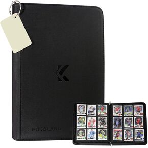 Card Card Binder 9 Pocket مع اثنين من السوستة المعدنية و 540 فتحات ، ورقة العلامة ، ألبوم التحميل الجانبي Fukalang Ringless ، المجلد القابل للتحصيل لـ Pokemon ، Yugioh ، TCG ، MTG و Sports (أسود)