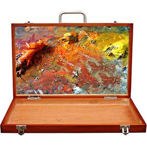 مربع الطلاء المحمولة الخشب الحامل مربع الرسم الرسم بوكس ​​Paulownia Wood مقبض رسم رسم مربع الرسم اللوازم الفنية ، mrisata63g4iwckz1