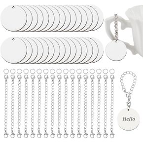 OLYCRAFT 30SET SUBLIMATION سحر الملحقات للتسامي الكأس الفراغات المفاتيح بالجملة مع سلاسل قفزة خواتم تسامي الفراغ
