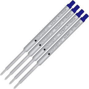 Lanier Combo Pack - 4 Pack - Monteverde® Soft Roll™ Ballpoint W13 Paste Ink Refill Compatible with Most Waterman® Style Ballpoint Pens - Blue (Medium Tip 0.7mm)