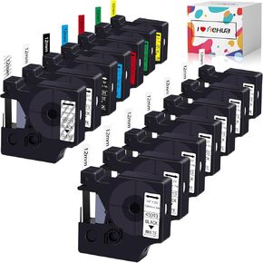 Hehua 14 Pack Color Label Tape متوافق مع Dymo D1 Label Tape 12mm 0.47 بوصة 45013 45010 45016 45017 45018 45019 45021 لـ LabelManager 160 280 210d 360d 420p 220p 450d 500ds 450du.
