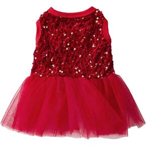 QWINEE SERPARCLY SEQUIN DOG Dress Truct Puppy Skirt Skirt Tutu Bling Princess Cat Dress Summer Birthday Party Pet Frict for Mediance mediual carge cats cats intten red l red l