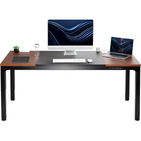 VIVO Premium Electric 71 x 30 inch Height Adjustable Memory Stand Up Desk, Black 4-Leg Quad Motor Frame, Black and Dark Walnut Table Top, DESK-KIT-F10BD