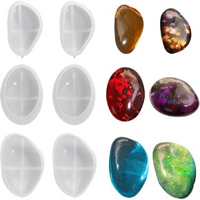 6 PCS PEBBLES Resin Moulds ، Pebbles Stone Silicone Molds for Resin ، 3 أحجام من القوالب الإيبوكسي الحجرية غير النظامية لعلاج الراتنجات DIY شمعة الصابون الصابون الخرسانة الصخور