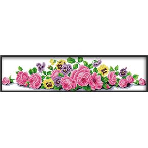 Rosyfoxes Cross Stitch Kits Stamped Full Range of Embroidery Starter Kits for Beginners DIY -Printed Kit The Beauty Flower Face(Printed) 11CT 3 Strands 34.6x10.2inches