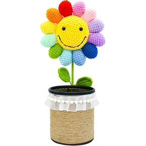 Personalized Mesh Pen Holder, Metal Pencil Holder for Desk, Pencil Cup Holder, Pen Organizer with Handmade Positive Crocheted Sunflower, Cute Desk Organizer