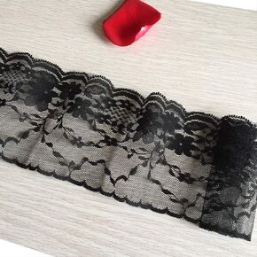 LaceRealm 3.5 Inch Wide Black Lace Trim Ribbon with Floral Pattern for Decorative Bridal Wedding Lace DIY Making Sewing Accessory-10 Yards (6580 Black)