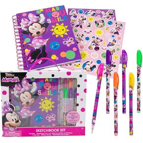 Disney Minnie Mouse Autograph Book/Notebook Sketch Pad with Stickers, Gel Pen, Gems