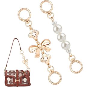 2pcs سلاسل موسع حزام القوس الذهبي ، سلاسل موسع الأكياس ، استبدال تمديد حزام الأكياس للنساء ، زخرفة سلسلة موسع المحفظة للمحافظ والأكياس
