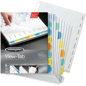 WILSON JONES VIEW-TAB PAPERES ، 8 علامات تبويب مربعة ، حجم حرف ، متعدد الألوان (W55965)