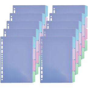 SUPERFINDINGS 40 Sheet 4-Tab Plastic Binder Divider A5 Paper Clip Blank Dividers with Labels Cornflower Blue File Organizer Sections Binders Subject Dividers for Document Protect Sheets 15.6×21.25cm