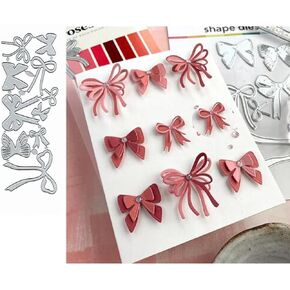 10pcs زهرة القوس سلسلة القوس المعادن قطع ، Merry Christams أقواس bowtie الحزمة قطع يموت قطع الإستنسل DIY القصاصات زخرفية النقش بطاقة القصاصات.