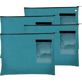 Banksupplies Canvas Zipper Bags | 14W × 11H | مجموعة من 4 | أكياس تخزين كبيرة | grommet لـ Zip Tie & Badlock | 5W × 3H حامل بطاقة الإطار | إغلاق السوستة | أكياس البنوك