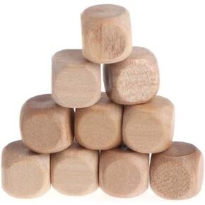 10Pcs Wooden Dice, 6 Sided Blank Dice Round Corner Cube Dice DIY Graffiti Dice Crafts Dice Board Game Party Supplies Game Dice, Standard Game Dice, Decorations (1.8cm)