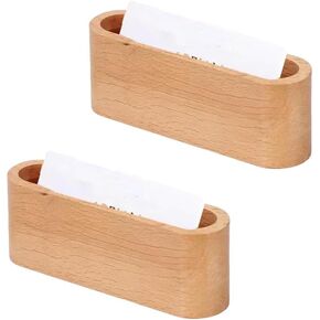 Quupy 2pcs حامل بطاقة عمل خشبي بطاقة تخزين CASE WOODEN CASE CASE CASE CASE FOR Office Desk Explities (Brown)