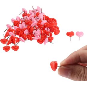 200pcs دبابيس دفع شكل قلب ، وردي ＆ دبابيس دفع ريد لطيفة لجدار الصورة ، تزيين الإبهام لألواح النشرة ، دبابيس الدفع الإبداعية لملصقات لوحات الفلين ملصقات المكتبية الإمدادات المنزلية