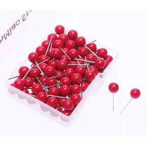 100pcs خريطة المسامير دبابيس الدفع 1/4 بوصة قطرها من قبل نقطات الإبرة والفولاذ ، تستخدم لوضع علامة على المكتب الحرفي DIY متنوعة والمنزل على الخريطة ، لوحات النشرة أو لوحات الفلين （الأحمر）