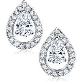 SMILEST 1-2.4ct Moissanite Halo Earrings for Women Men, Princess Cushion D Color VVS1 Clarity Lab Created Moissanite Earrings 925 Sterling Silver Moissanite Earrings for Women Jewelry Birthday Gifts