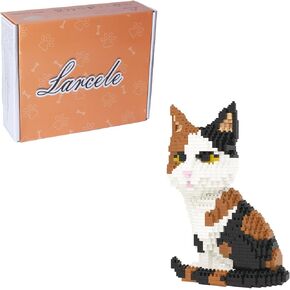 Larcele Cat Micro Building Blocks Animal Set, DIY Mini 3D Building Toy Bricks Kit,999 Pieces KLJM-05 (Black Cat)