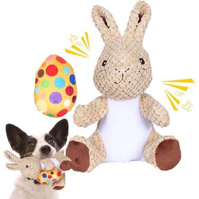 ألعاب Squeaker Dog Dog Easter (2 أجهزة كمبيوتر) ، أرنب وبيض - 8.5 بوصة لعبة الكلب الفخمة مع صرير ، مواد قطنية ، الترفيه اليومي وتخفيف القلق ، لعبة مضغ للكلاب ، وليس مقاومة للماء