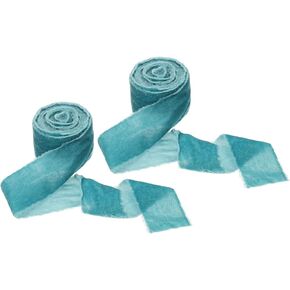 PATIKIL Velvet Ribbon 2 Inch x 3 Yard, 2 Roll Crinkled Handmade Frayed Edge Vintage Ribbons for Gift Wrapping Christmas Tree Ornament Wedding Wreath Craft Home Decor, Light Green