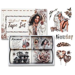 ملصقات شريط الحيوانات الأليفة للاصطدامات Scrapborking ، شريط Washi Animal Set ملصقات مجلة للنساء البالغين ، قطع ملصقات شفافة للمجلة غير المرغوب فيها ، الكولاج ، مشروع حرفي