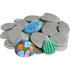 Simetufy 35 Pcs Large Painting Rocks, River Rocks for Painting, 2"-3" Flat Rocks for DIY Arts, Hand Selected Smooth Stones for DIY Crafts