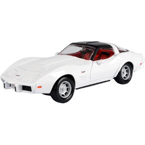 Motormax Toy 1979 Chevy Corvette C3 White with Black Top and Red Interior History of Corvette Series 1/24 Diecast Model Car by Motormax 73244