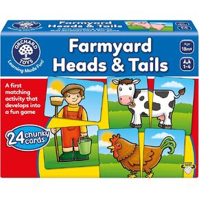 لعبة Orchard Toys ، لعبة Farmyard Heads & Tails - فن جديد ، وهو أول نشاط مطابق يتطور إلى لعبة ممتعة ، 24 بطاقة مكتنزة محدثة ، 18 شهرًا+، 1-4 لاعبين
