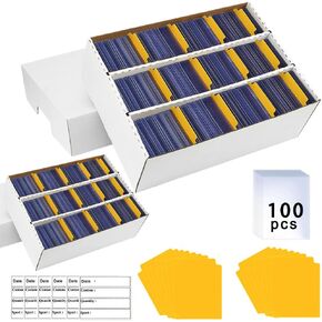 3 Row Trading Card Storage Box with 16 Divider, 2 Pack Cardboard Storage Box for Sport card，Mtg, Tcg, Soccer Basketball Cards