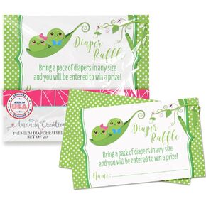 Two Peas In A Pod Twin Girls Diaper Raffle Tickets for Baby Showers, 20 2" X 3" Double Sided Insert Cards for Games by AmandaCreation, Bring a Pack of Diapers to Win Favors & Prizes! in Kuwait