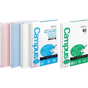 مجموعة قرطاسية Kokuyo Campus B5: 3 مجمعات خاتم ذكية (25 ورقة ، 26 حفرة) + 250 ورقة ورقة فضفاضة ورقة (كتابة سلسة ساراسارا ، محكم ، 26 حفرة) - حزمة استيراد يابانية كاملة للدراسة