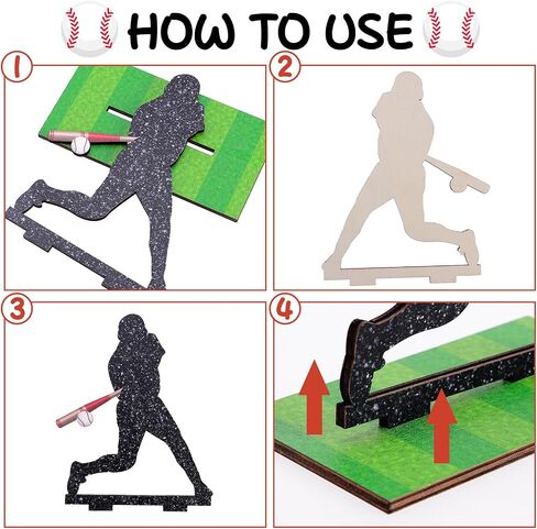 7 Pcs Baseball Party Table Decoration Wooden Baseball Table Centerpieces Baseball Birthday Party Table Signs Baseball Player Silhouette Centerpieces for Birthday Party Supplies in Kuwait