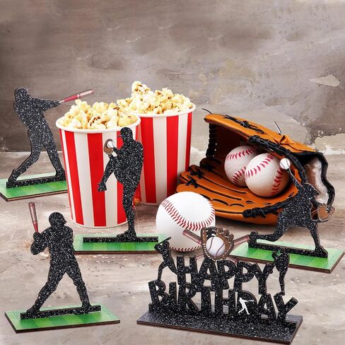 7 Pcs Baseball Party Table Decoration Wooden Baseball Table Centerpieces Baseball Birthday Party Table Signs Baseball Player Silhouette Centerpieces for Birthday Party Supplies in Kuwait
