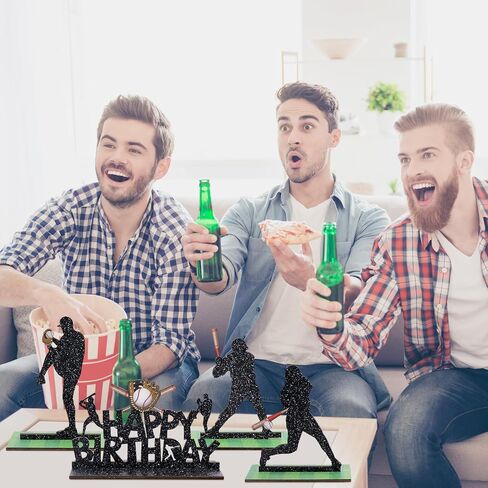 7 Pcs Baseball Party Table Decoration Wooden Baseball Table Centerpieces Baseball Birthday Party Table Signs Baseball Player Silhouette Centerpieces for Birthday Party Supplies in Kuwait
